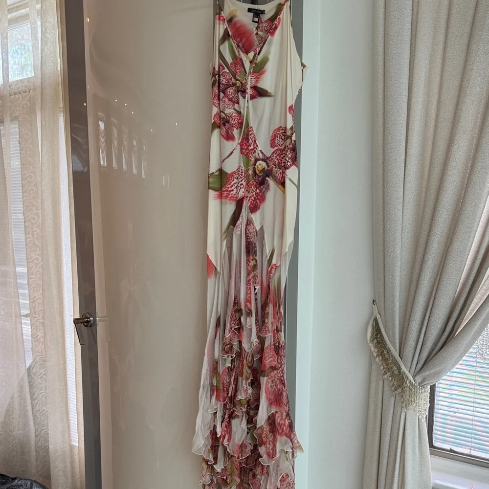 Roberto Cavalli Gorgeous Orchid Floral Sleeveless Gown NEW - Picture 2 of 15